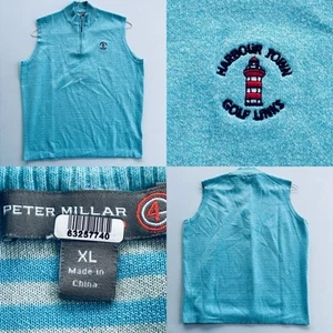 Peter Millar Harbour Town Golf Vest XL Blue Zip Mock Sleeveless Cotton Blend - Picture 1 of 11