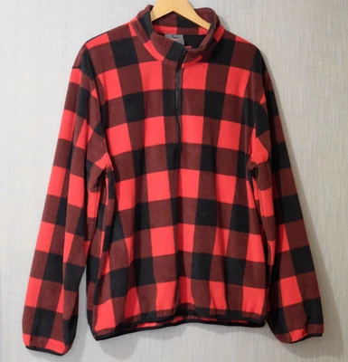 Hawke & Co 1/4 Zip Pullover Plaid Fleece Jacket Black /Red Men's XL #H97-1 - Image 1 of 4