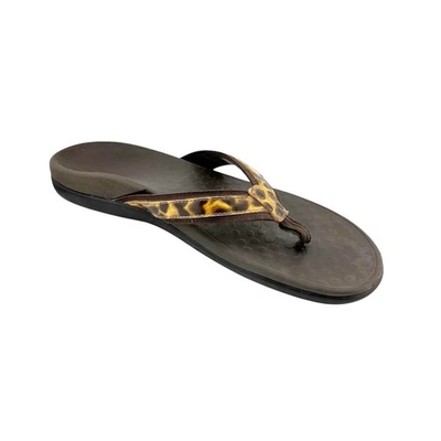 Vionic Womens Tide Flip Flop Sandals 11 Brown Animal Print Comfort Shoes Leopard - Image 1 of 4