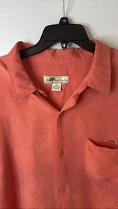 Joe Marlin Men's XXL Coral Hawaiian Shirt Textured Palm Tree Button Up - Picture 1 of 4