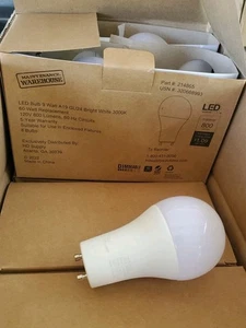 8 PACK 9W = 60W A19 GU24 4EU2 LED LAMP DIM 3000K 120V 800Lm 12A19GU60WT20D2 NEW - Picture 1 of 8