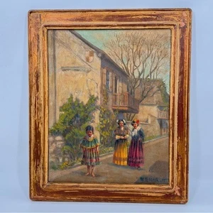 Original vintage oil on canvas painting by American artist W.S. Marsh, signed - Picture 1 of 13