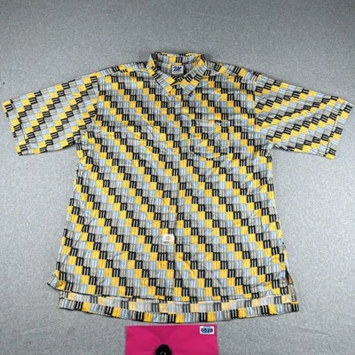 Mecca USA Shirt 2XL Multicolored Logo All Over Print Button Up Short Sleeve Mens - Image 1 of 4