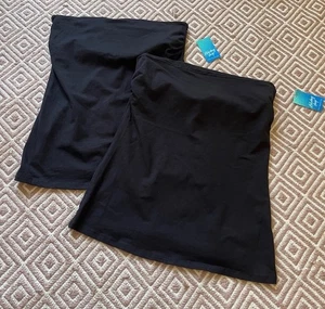 NUOVE ETICHETTE 2 x canottiere senza spalline top taglia M 12 14 NERO tinta unita vacanze estive - Foto 1 di 2