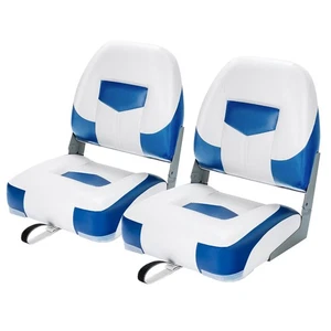 2PCS Low Back Boat Seat Folding Fishing Boat Seat Blue & White - Bild 1 von 10