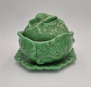 Vtg Holland Mold Gloria Cabbage Lettuce Serving Bowl Dish w/Plate~3 Piece Set - Picture 1 of 10