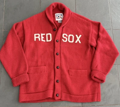 RARE 1917 Boston Red Sox Wool Shawl Collar Sweater Ebbets Field Flannels XL - Image 1 of 3