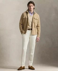 Polo Ralph Lauren Men Camel Melange Double-Knit Mesh Shirt Jacket Size L NWT - Picture 1 of 8