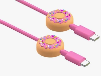 USB-C to USB-C Charging Cable 3ft Pink Donut Charm 60W Fast Charge 480Mbps - Image 1 of 4