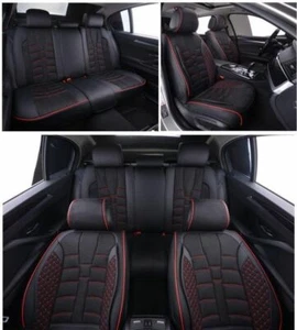 Dacia VW Toyota Coprisedili Nero Rosso Ecopelle Tessuto Set Completo Imbottito - Imagen 1 de 4