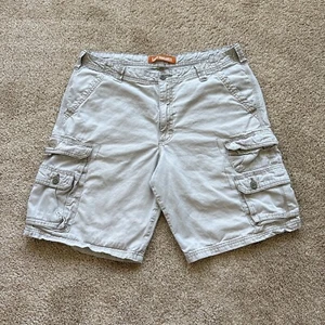 Vintage Y2K Lee Dungarees Khaki Baggy Cargo Shorts Size 36 - Picture 1 of 8