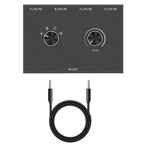 New 3.5mm Jack Audio Switcher Selector Splitter Box 4 In 1 Out / 4 In 1 Out - Picture 1 of 11