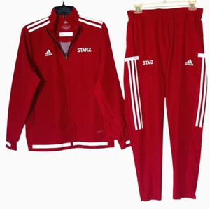 NWT Adidas Aeroready Tiro 3-Stripes Red White Custom Tracksuit 2 Piece Set Sz S - Picture 1 of 17