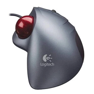 Vintage Logitech Vertical Mouse 4 Cordless Wired Wheel Trackball - Picture 1 of 9