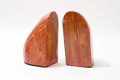 Orange, Red, and Green Agate Bookends, Geology, Arizona Agatized Rainbow - Image 1 of 4