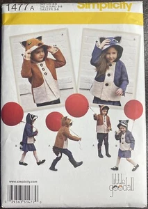 Simplicity 1477 Boy Girl Felt Animal Jackets Pattern Raccoon Fox Size 3-8 - Picture 1 of 5