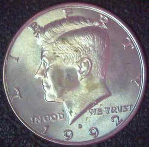 1992 D Kennedy Half Dollar, AU++/BU #1067 - Picture 1 of 4