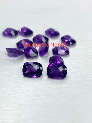 Amethyst Loose Gemstone Faceted Cushion Checkerboard Cut 10x8 mm Natural E - Image 1 of 4