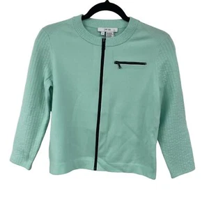 NWT $355 Per Se Full Zip Up Front Knit Cardigan Sweater Julep Teal Womens Small - Picture 1 of 7