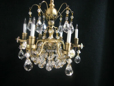 Heidi Ott #YL7001-1 Dollhouse Miniature Light 1:12 Chrystal 6 Up Arm Chandelier - Image 1 of 4