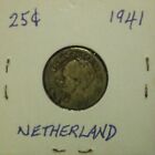 1941 pièce d'argent 25 cents Pays-Bas