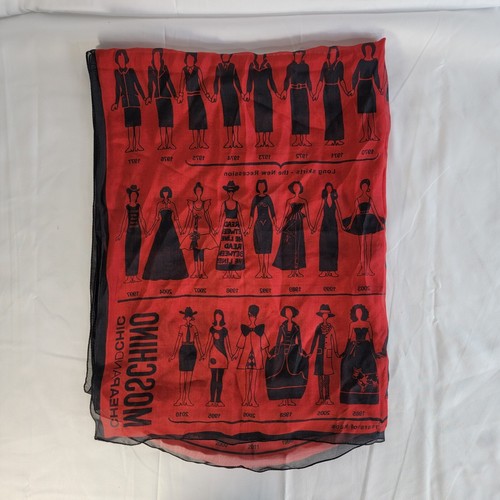 Sciarpa di seta Moschino economica chic rossa nera donna in abiti stampa 67x26 lunga