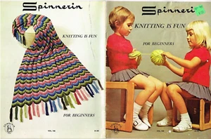 Spinnerin Knitting is Fun Beginners Pattern Booklet 1971 Vintage Slippers Vest - Picture 1 of 5