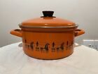 RARE!Vintage Metal Orange Design Saucepan Pot With Lid Made In Yugoslavia Size22