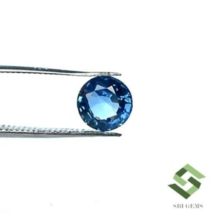6.50 mm Certified Natural Blue Sapphire Round Cut 1.30 CTS Faceted Loose Gems - Picture 1 of 6