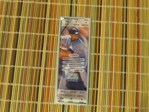 Seattle Mariners 1997 Season Ticket Full Stub Vs. Boston August 27 Rodriguez HR Cover