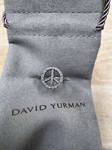 David Yurman Sterling Silver And Diamond Peace Sign Ring, Size 5 - Picture 1 of 6