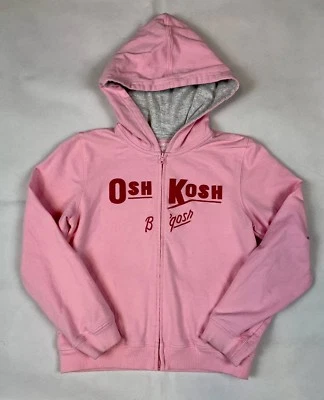 oskosh bgosh girls sweater hooded longsleeve size 8 pink cotton - Image 1 of 3
