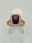 RETRO BOMB PARTY RING AMETHYST HALO SETTING ON ROSE GOLD PLATE RBP2928 SIZE 7