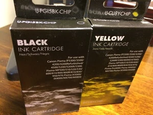 2 ink cartridges to suit Canon pixma printer. Brand new. 1x yellow and 1 x black - Picture 1 of 1