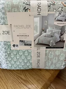 Rachel Zoe Los Angeles New York Full Queen Baumwolle Wendedecke Set Neu Grün - Bild 1 von 7