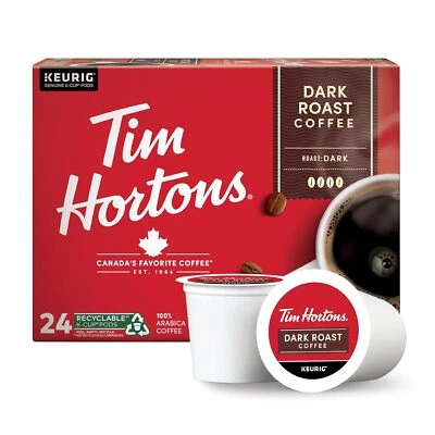 Tim Hortons Dark Roast Blend Coffee 24 to 144 K cups Pick Any Size FREE SHIPPING