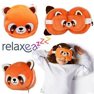 Soft Plush Travel Pillow Eye Mask Set Red Panda Bear Relaxeazzz Child Adult