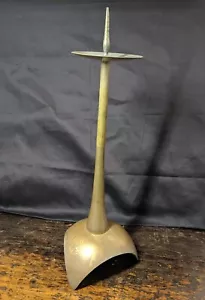 Vintage Tall Brass Candle Holder Atomic Mid Century Modern MCM 1960 Modernist - Picture 1 of 11