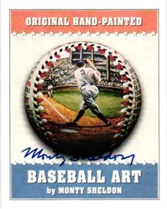 Babe Ruth 1998-99 Monty Sheldon Hand-Painted Baseball Art Promos Series 2 - Picture 1 of 4