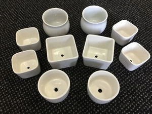 Ceramic Pot for Succulent Cactus White Glazed Draining Square Round 4 Design SYD - Picture 1 of 23