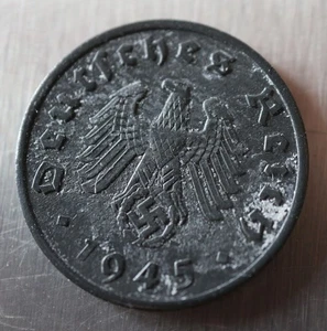 1 Reichspfennig 1945 A - Germany Third Reich KM#97 zinc coin with swastika-#R903 - Picture 1 of 4