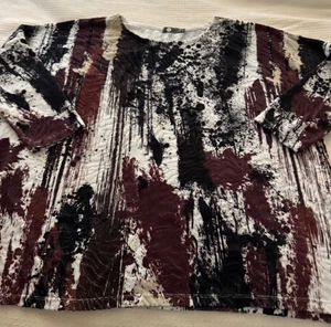 Top donna M Made In Italy XLarge velluto bruciato artistico astratto top lagenlook - Foto 1 di 6