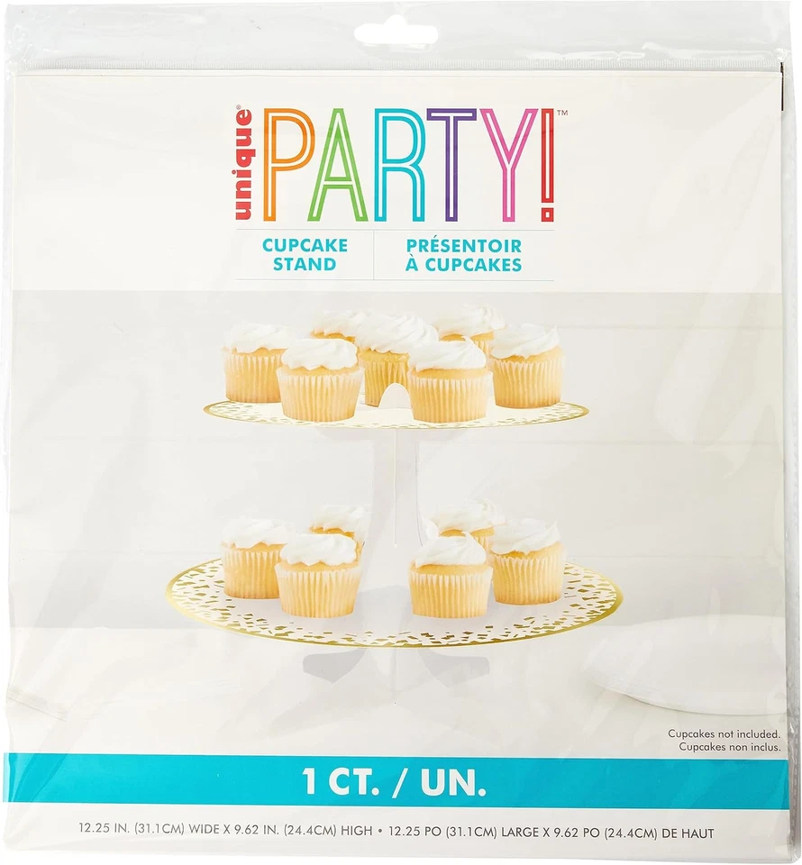 Unique 73989 Round Cardstock Cupcake Stand 1 Pc White One Size (Pack of 2)