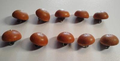 10 Vintage Natural Wood Buttons Dome Metal Shank Sewing & Craft - 3/4" - Image 1 of 2