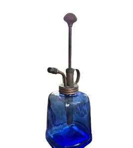 Vintage Plant Mister Flasche blau Glas Parfüm Pumpspray (4) - Bild 1 von 7