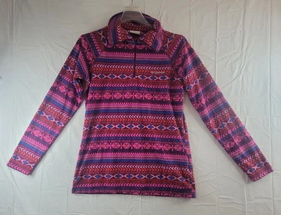 Columbia Women’s Quarter Zip Fleece Pullover Size Medium Aztec Southwestern Pink - Image 1 of 4
