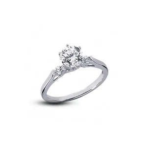3 1/4ct E SI1 Round Natural Certified Diamonds 18k Gold Classic Engagement Ring - Picture 1 of 3
