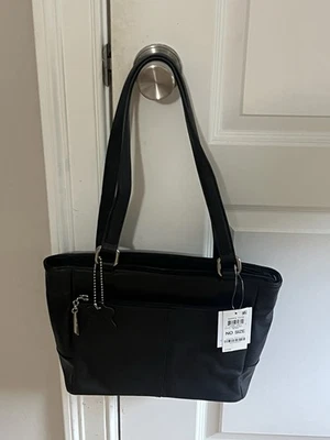 Giani Bernini Nappa Classic Leather Tote Bag Black Zip Top NEW WITH TAGS - Image 1 of 4