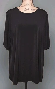 Susan Graver Modern Essentials - Black Liquid Knit Short Slv Tunic - Women's XL - Picture 1 of 4