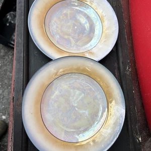 PAIR 1918-94 Czechoslovakia, Opal Iridescent Porcelain Dessert Plate, 6.5" - Picture 1 of 8